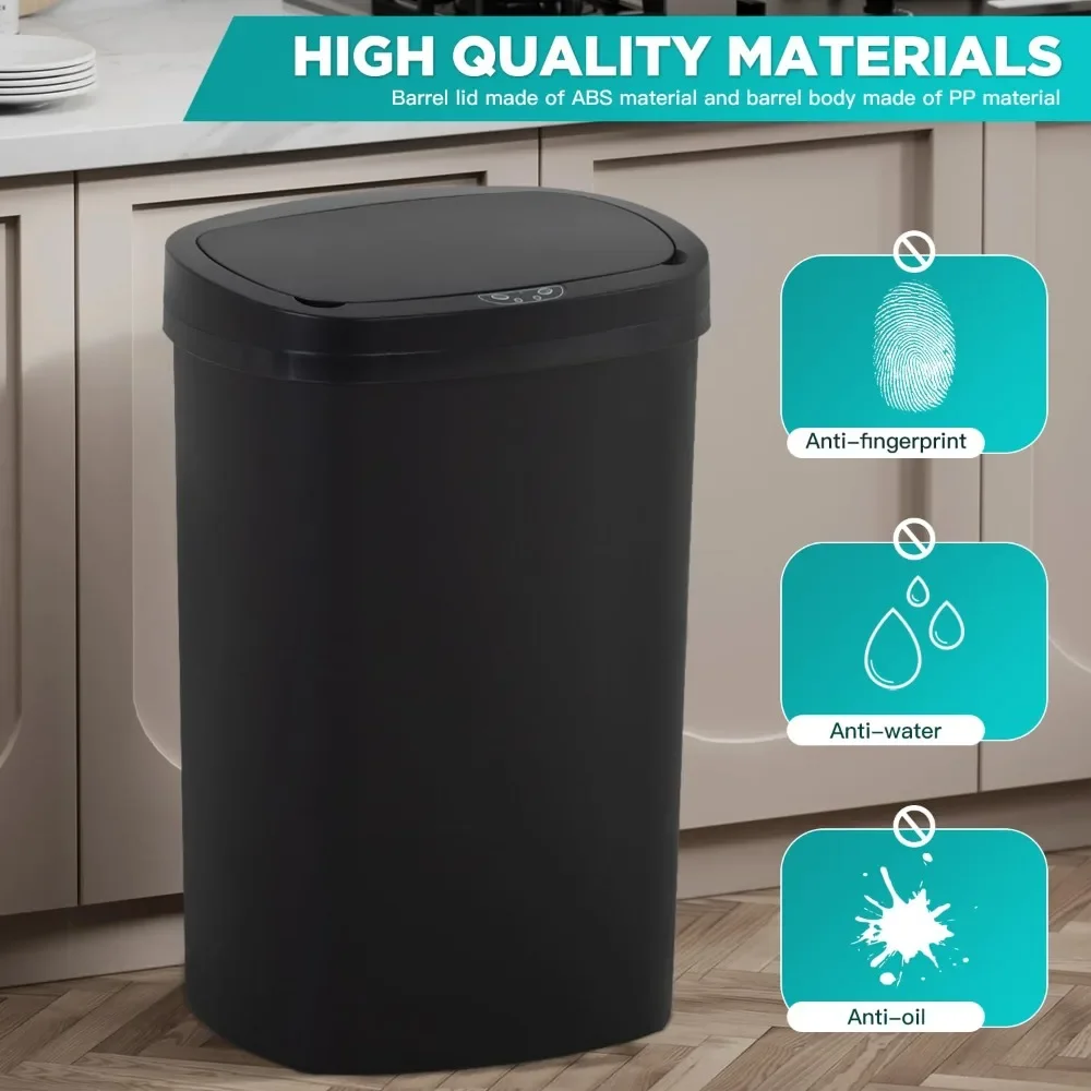 

2 pieces 13 gallon kitchen trash can with lid automatic trash can, kitchen bedroom bathroom office waterproof trash can
