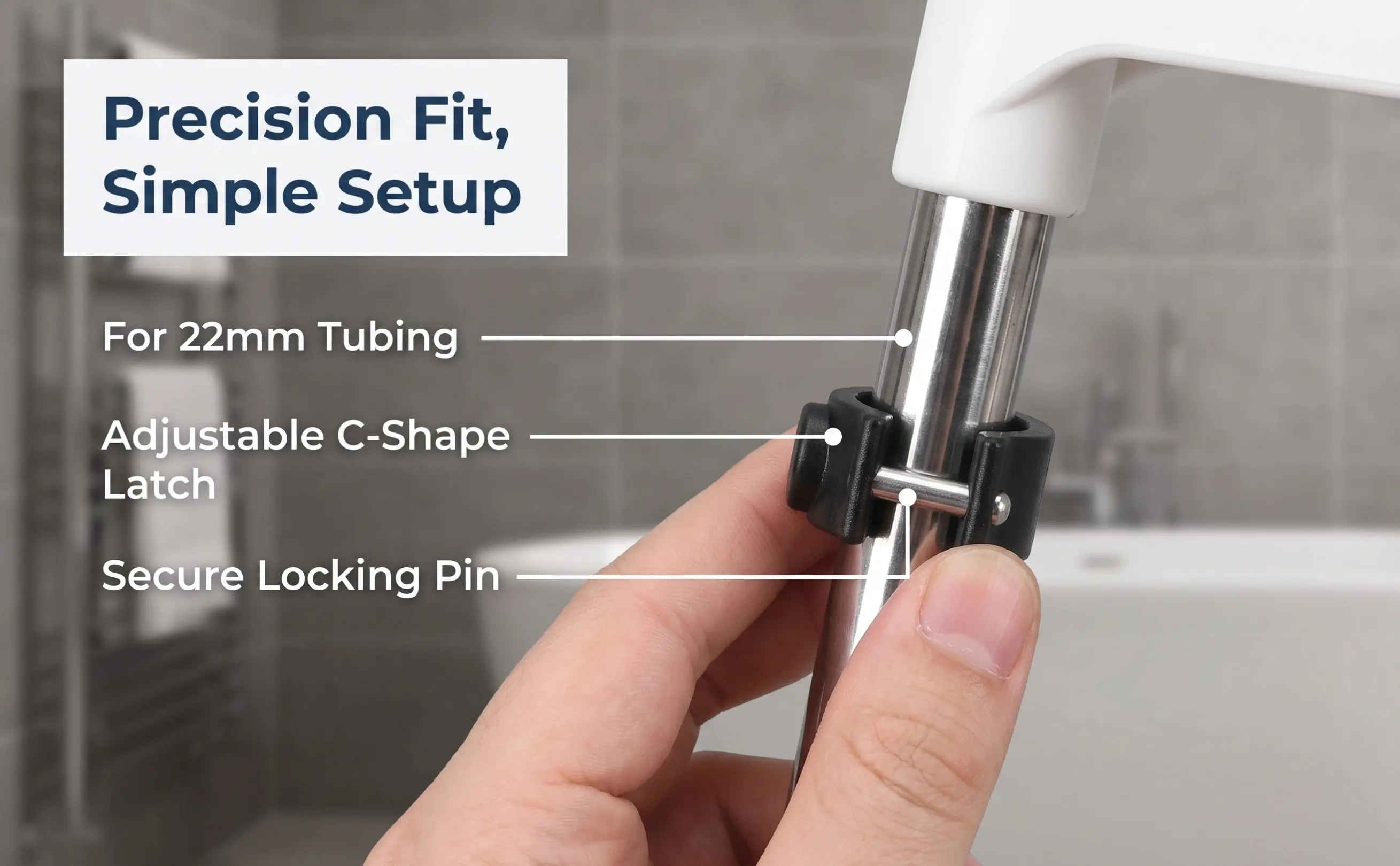 4Pcs Commode Chair Clamp Lock Adjustable C-Shape Buckle Clips for 22Mm Tube Walkers Canes Walker Accessories Canes Hand Grips