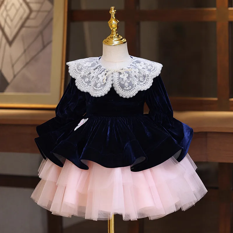 Children Elegant Piano Host Performance Princess Ball Gown Girls Fashion Birthday Party Dress g437