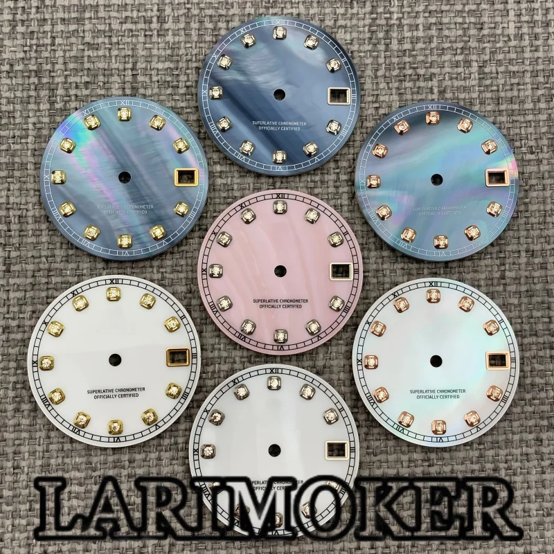 LARIMOKER 28.5mm Men's Watch Dial with Hands Diamond Markers Compatible with NH35 Movement Watch Accessories