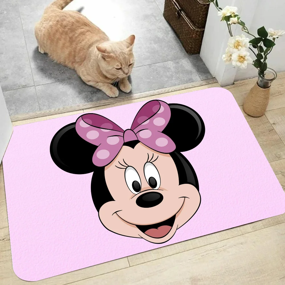 Cute M-Minnie Floor Mat Graphic Printed Flannel Doormats For Bathroom Kitchen Entrance Carpet Home Decor