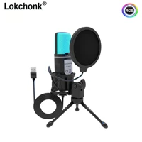 Micrófono de Condensador USB Profesional Lokchonk con Soporte de Trípode y Filtro Antipop para Podcast, Streaming y Juegos SF666R