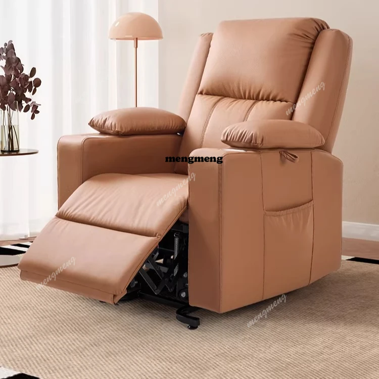 First-class space sofa cabin, real cowhide multi-functional single sofa, reclining help electric recliner