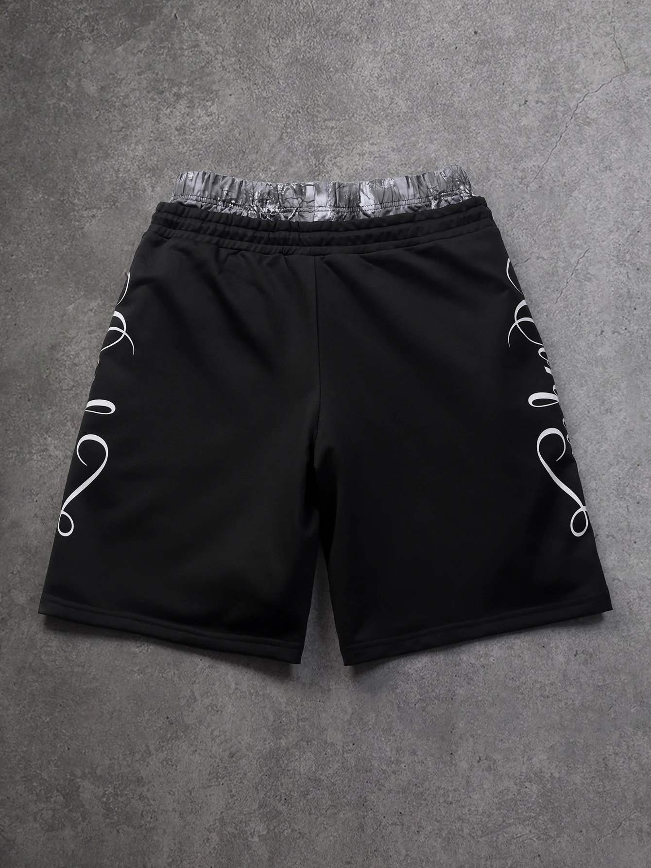 Herren Oversize Streetwear Shorts Marke Dual Waist Cursive Letter Print Polyester Schwarz Mehrfarbig Shorts S-2XL Alle Größen 1 Stück – Detail 5