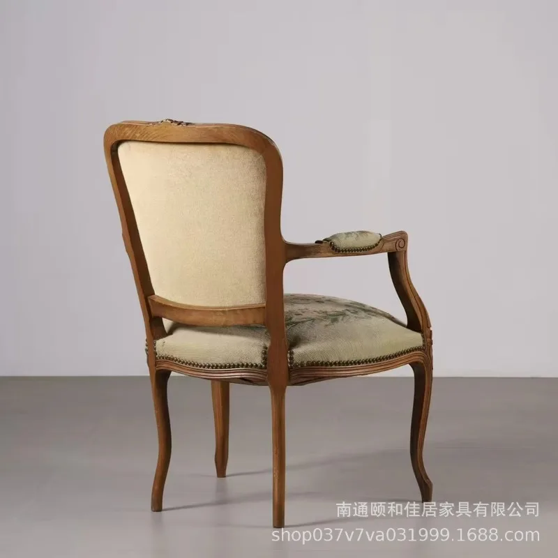 b1 solid wood light luxury classical dining chair, vintage vintage villa, living room home dressing chair, study backrest