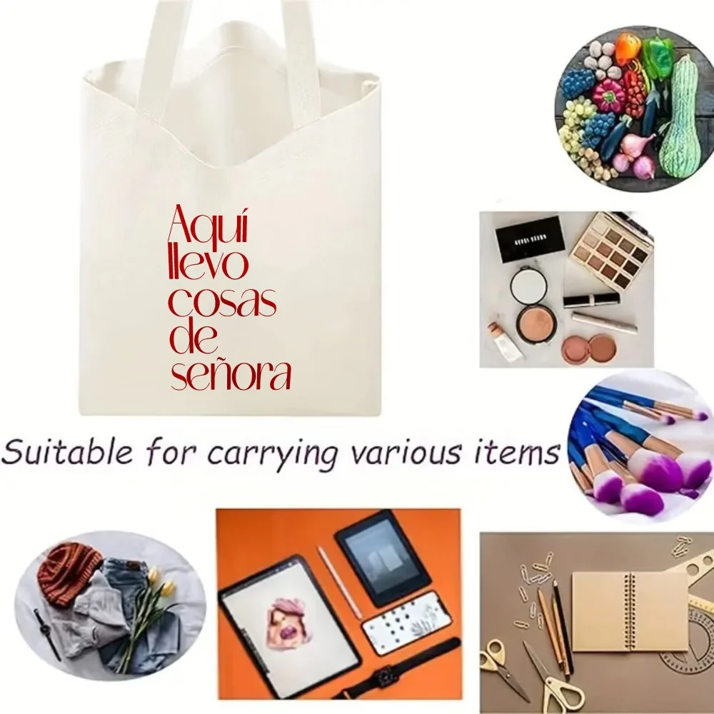 A Simple Letter-Printed Tote Bag, Lightweight and Foldable, Suitable for Use in Student Libraries, Perfect as a Christmas and Birthday Gift for Mom, Suitable for Students and Teachers