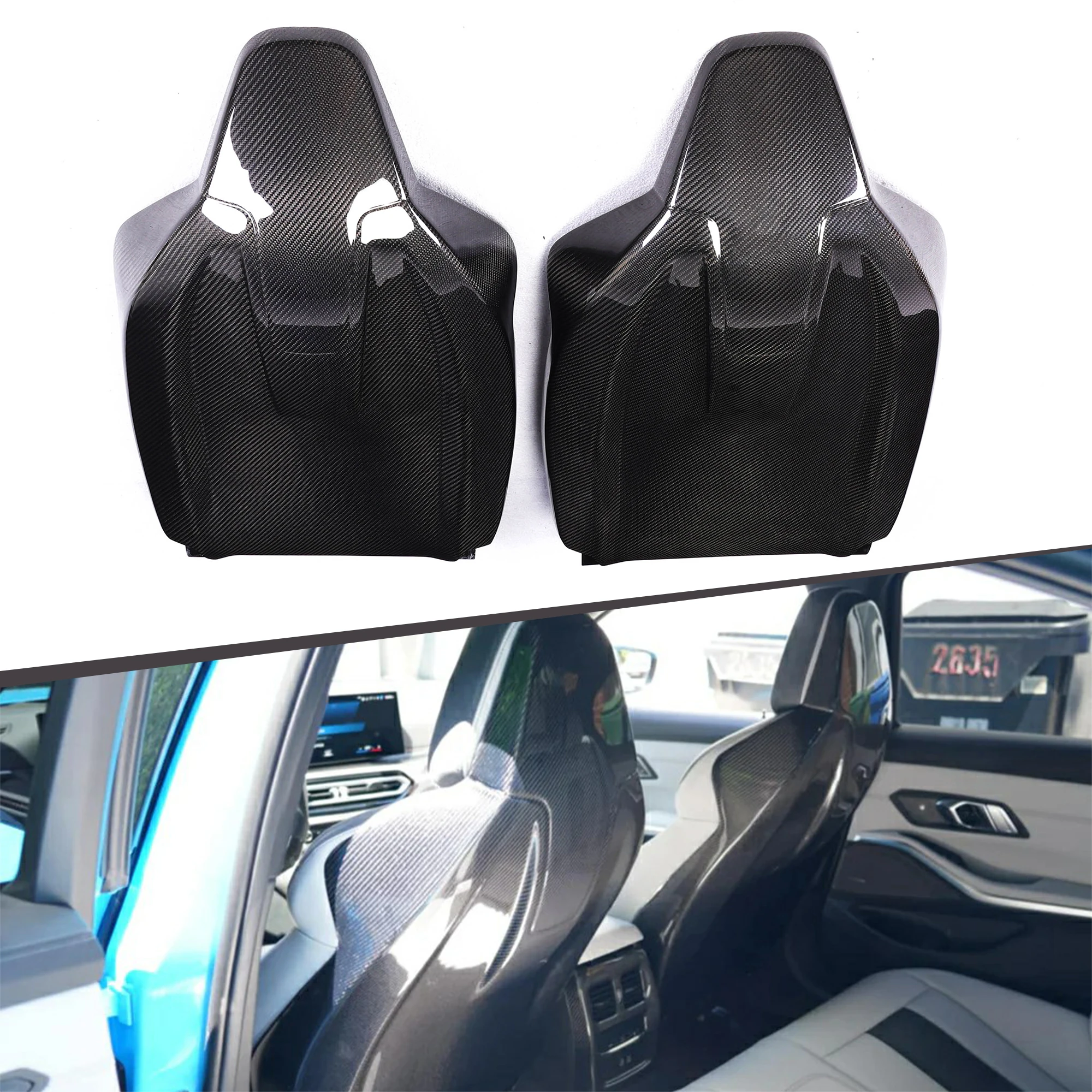 

Replacement Type G80 M3 Seat Dry Carbon Fiber Seat Back Cover Shell Skin Trim for BMW G80 M3 2021+