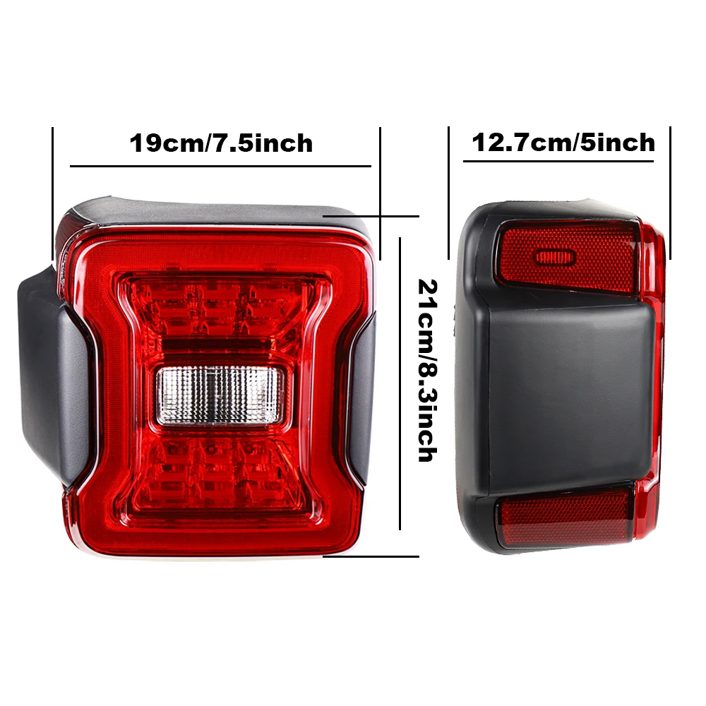 LED Tail Lights for Jeep Wrangler JL 2018-2023 - Brake/Reverse/Daytime Running/Turn Signal Functions