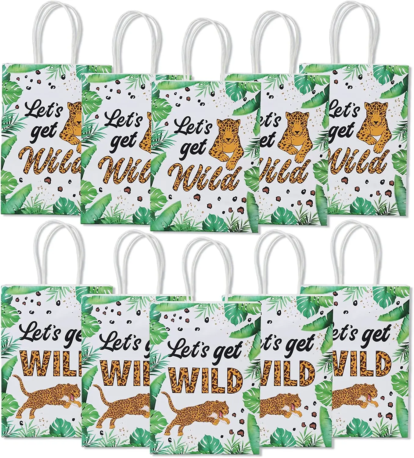 

16pcs Lets Get Wild Gift Party Favor Bags Safari Cheetah Paper Goodie Bags for Kids Wild Birthday Party Baby Shower Decorations