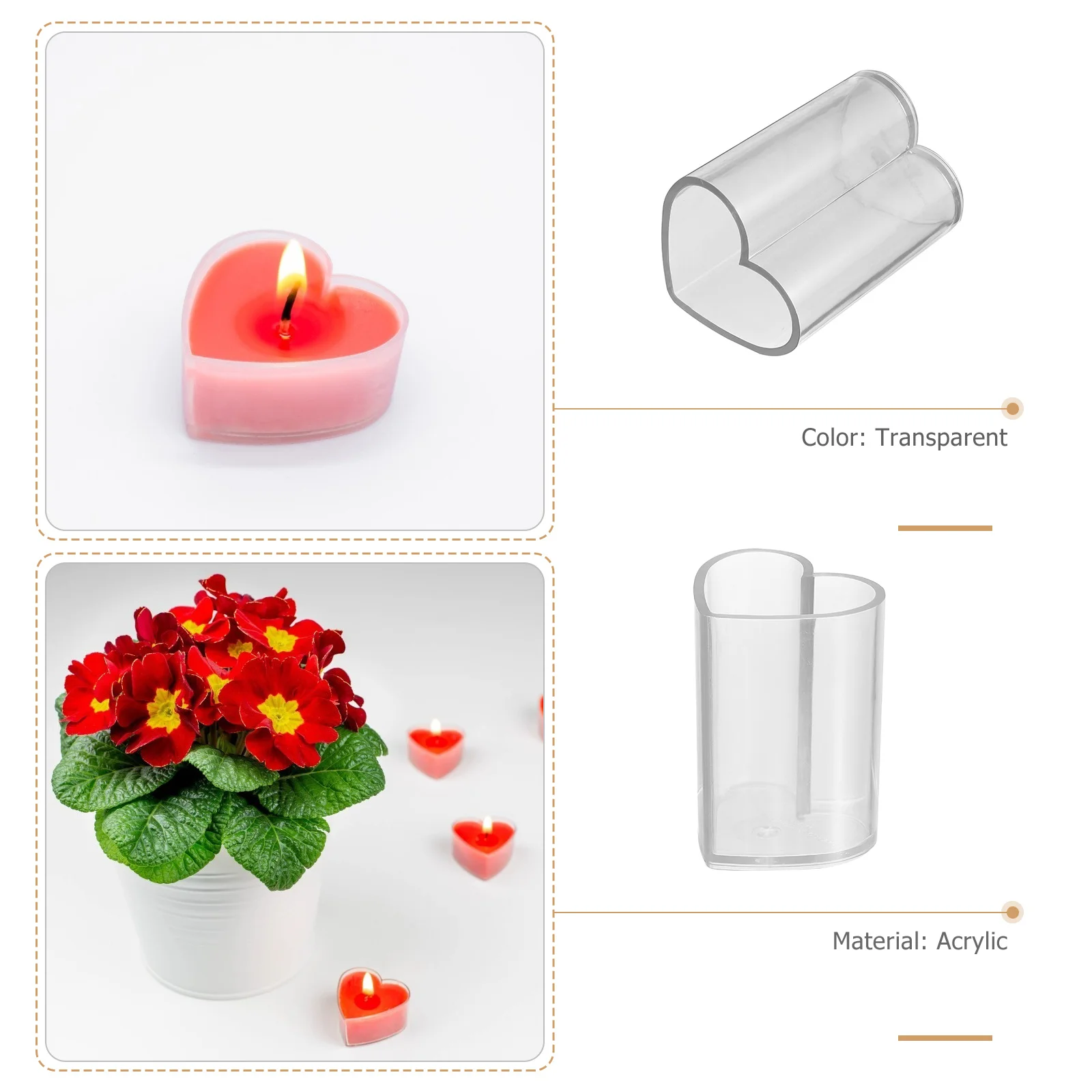 

Votive Candles Scented Acrylic Mold Heart Shaped DIY Plaster for Reusable Mould