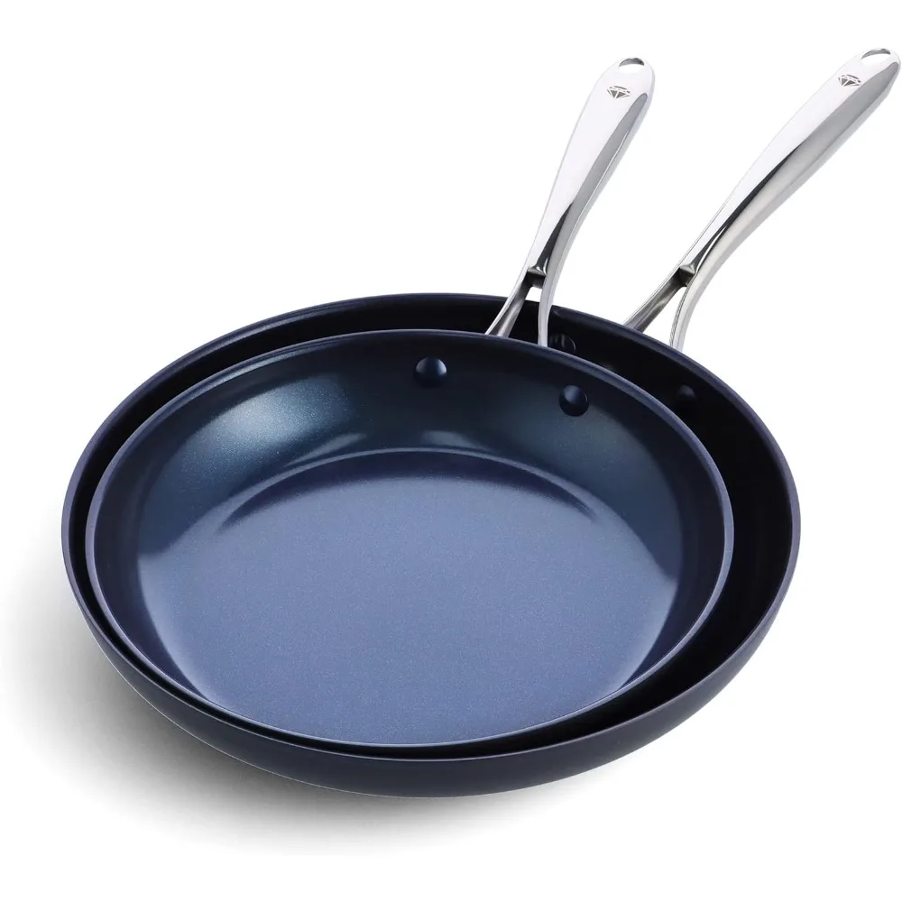 

Blue Diamond Cookware Hard Anodized Ceramic Nonstick, 10" and 12" Frying Pan Skillet Set, PFAS-Free, Dishwasher Safe, Oven Safe