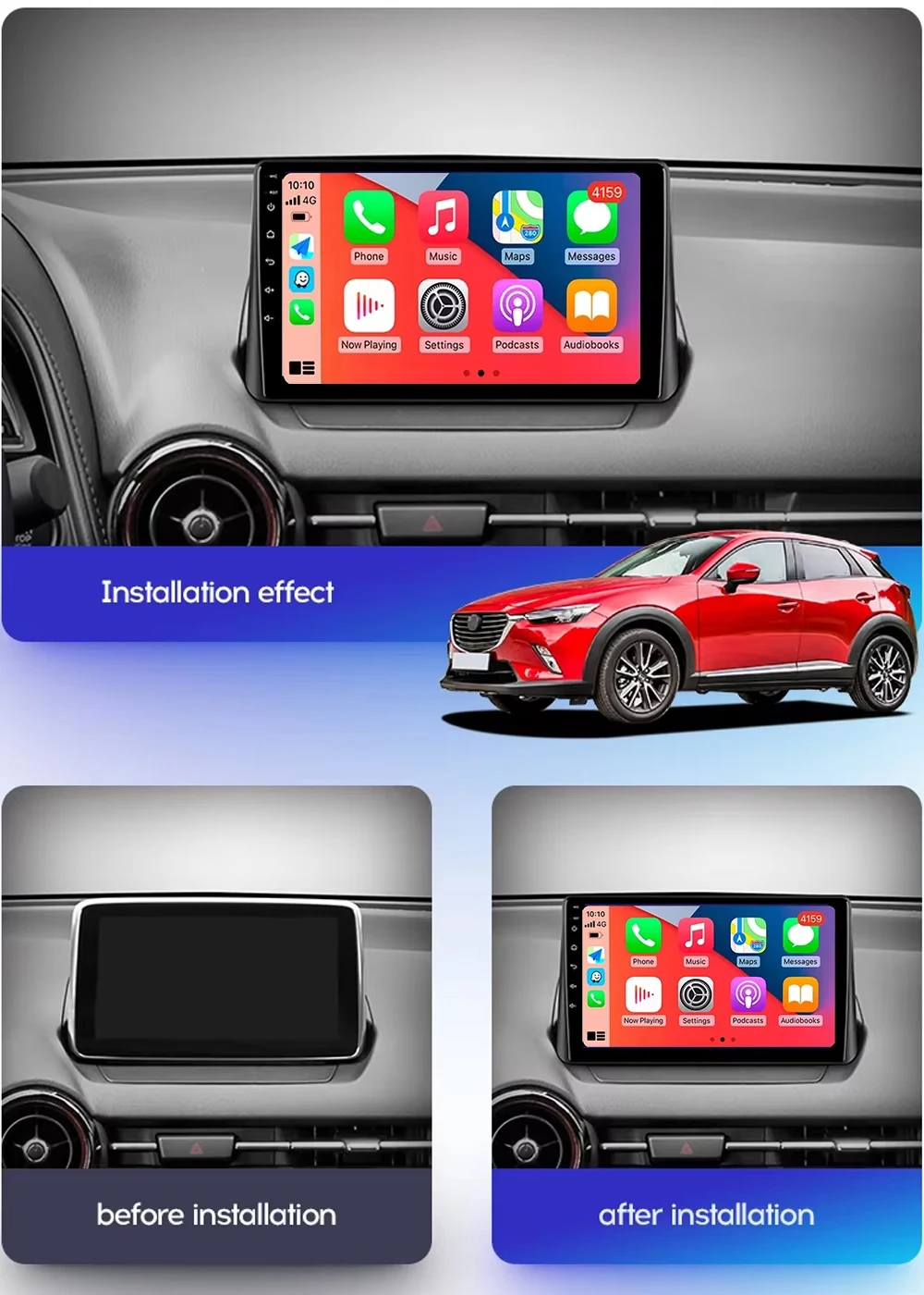 For Mazda CX-3 DK Mazda 2 DJ 2014 - 2023 Android 14 Carplay Auto Car Radio Multimedia Video Player Navigation GPS  No 2Din 2 Din