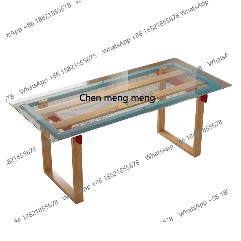 طاولة طعام من الزجاج المقسى للاستخدام المنزلي، طاولة طعام مطابقة الألوان، شقة صغيرة مستطيلة شفافة مكتب H #3