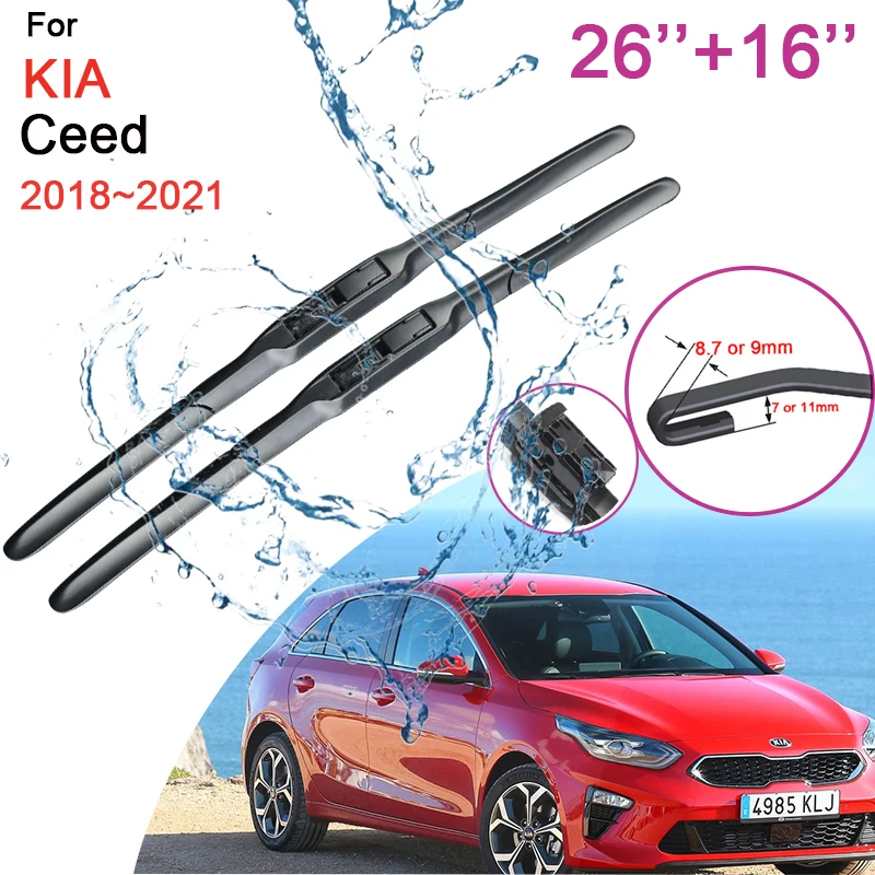 Car Front Windshield Wiper Blades for KIA Ceed 2018 2019 2020 2021 Rubber Snow Scraping Frameless Silent Accessories Stickers