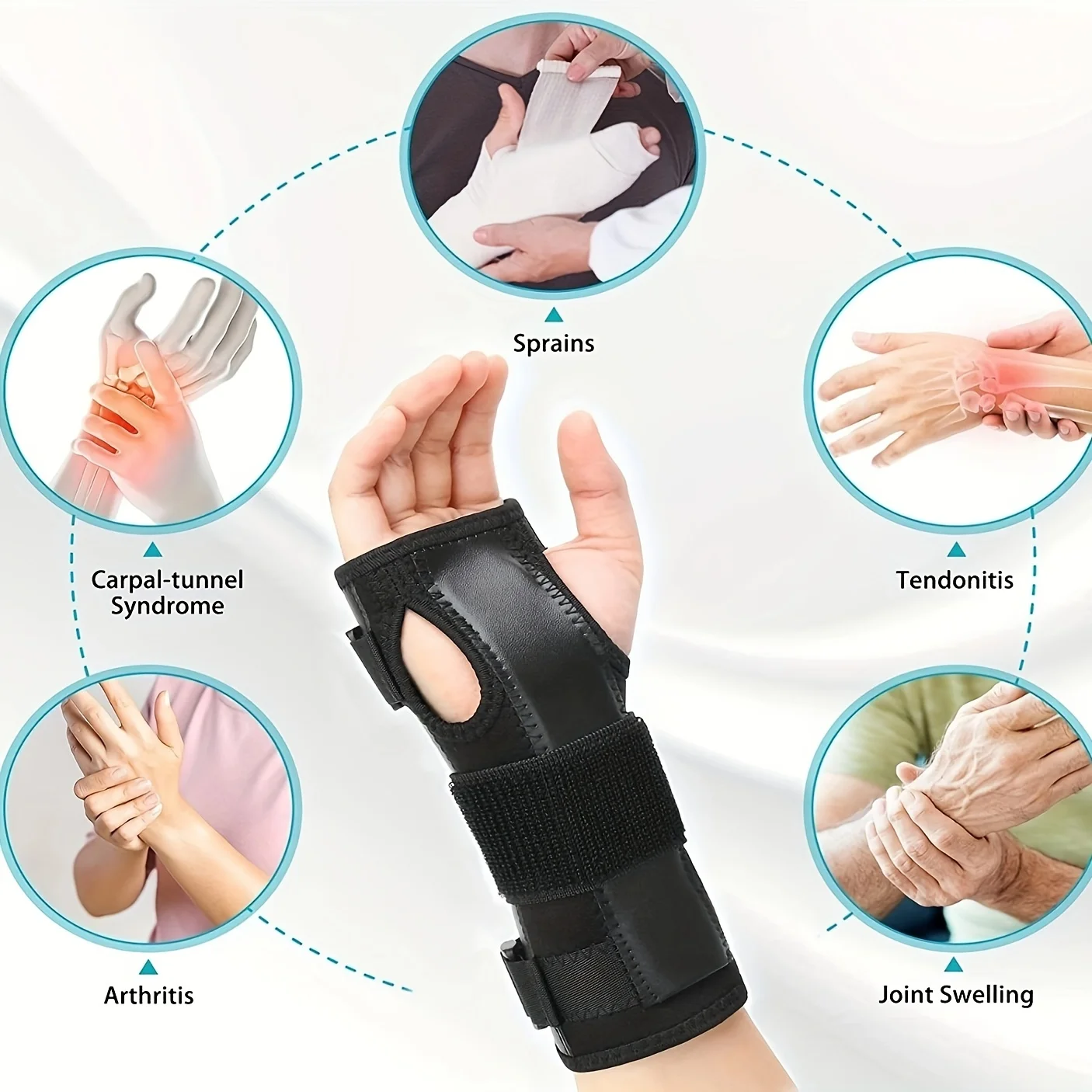 Wrist Splint For Carpal, Tunnel Syndrome, Adjustable Compression Wrist Brace For Right And Left Hand, Pain Relief For Arthritis