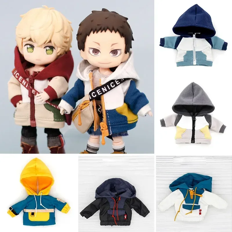 Ob11mollyP9 스포츠 까마귀 까마귀 패치 워크 컬러 카디건 코트 인형 옷 1/12 bjd GSC 인형 옷 인형 액세서리