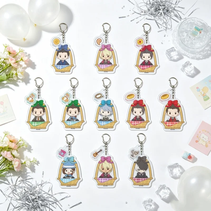 Phoenix Wright 6CM Acrylic Keychain Bag Pendant Phoenix Wright Apollo Justice Trucy Wright Student Schoolbag Hanger Character