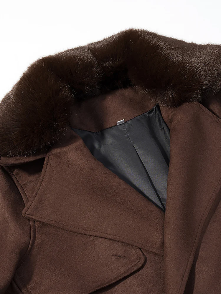 ملابس نسائية جديدة على الطراز الأوروبي والأمريكي، سترة عصرية ومتعددة الاستخدامات بياقة من الفرو قابلة للفصل وأكمام طويلة