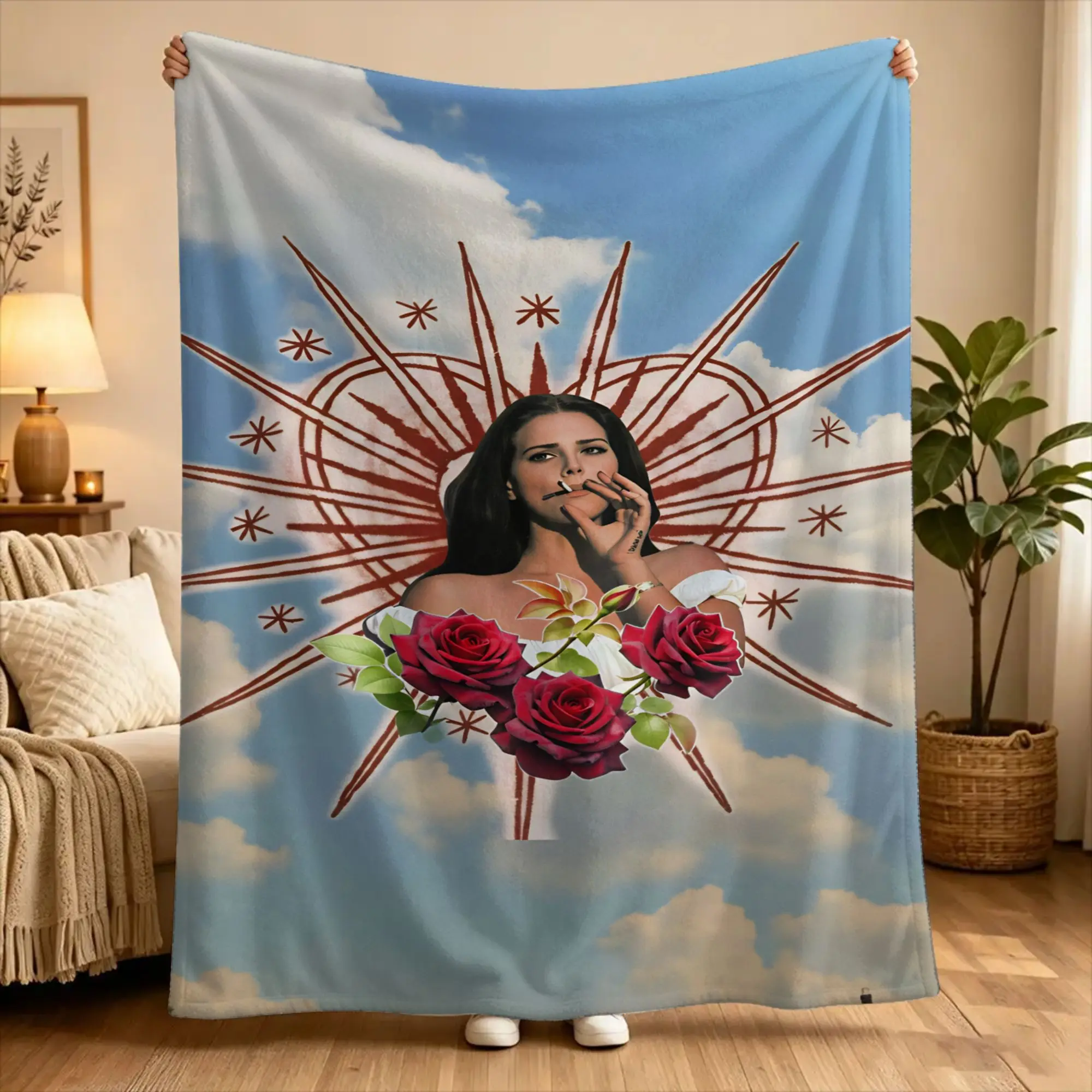 Lana Del Rey Singer Lizzy Grant  Flannel Blanket For Outdoor Airplane Travel Pattern Bedspread Sofa Bed Cover