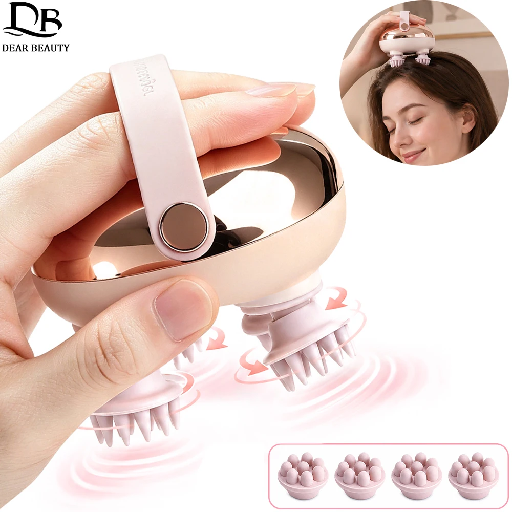 Handheld Electric Scalp Massager Red Light Therapy Hair Growth Head Massager 360° Rotating Kneading Head SPA Deep Relaxation