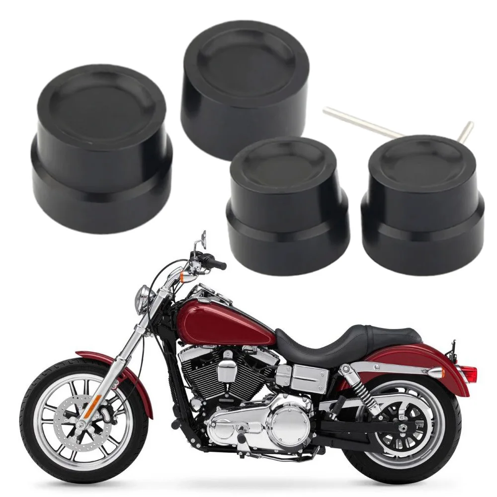 Tapas de tuerca de eje trasero y delantero para Harley Sportster XL, 4 piezas, CNC, negro, 883, 1200, Dyna, Softail, Touring, Trike, Street Glide, Softail