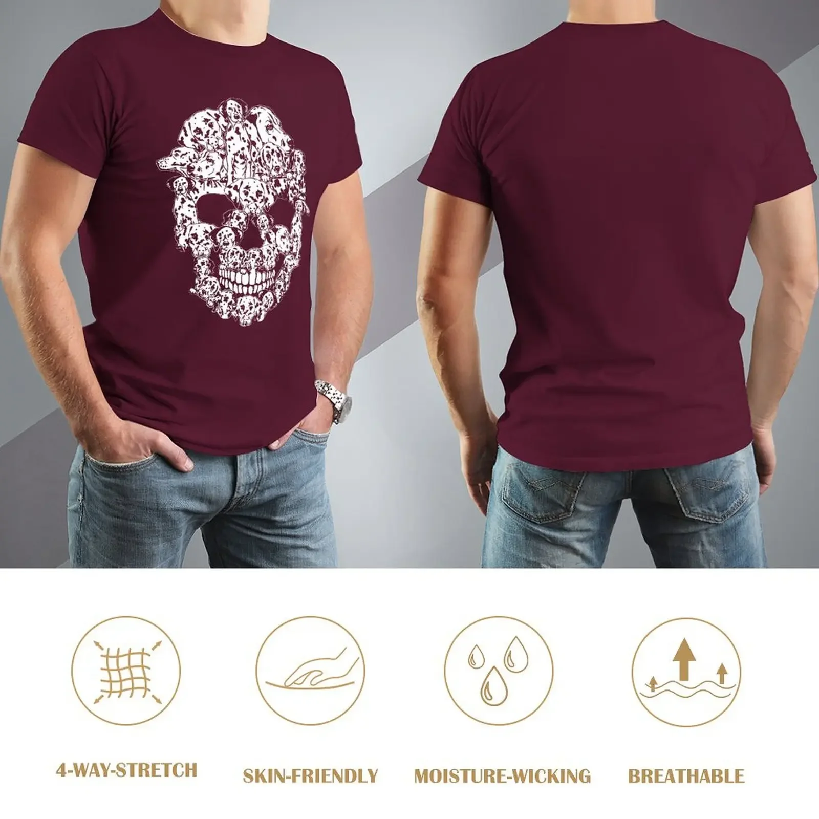 مضحك الجمجمة الدلماسية الكلب جرو عاشق تي شيرت الجرافيك القطن الشارع الشهير قصيرة الأكمام هدايا عيد الميلاد الصيف نمط تي شيرت الرجال