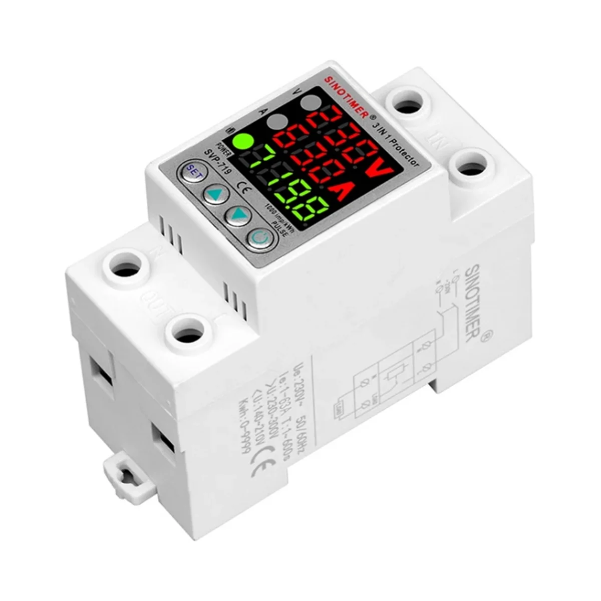 SINOTIMER 220V Adjust Voltage Relay over Under Voltage Protector over Current Limit Wattm KWH Energy Meter Power Comsump