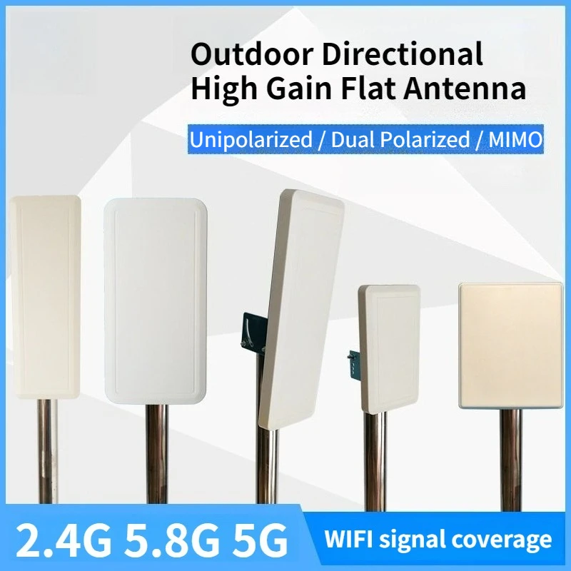Antena de pantalla plana MIMO polarizada única y doble, 2,4G, 5G, 5,8G, banda ancha de 14-18dBi, mapeo WIFI direccional de alta ganancia para exteriores