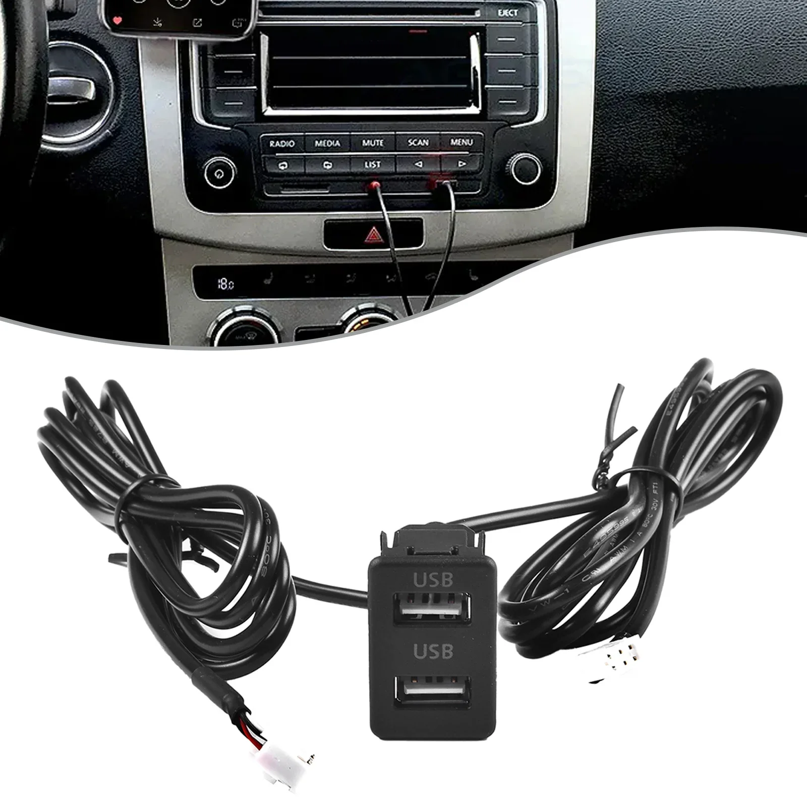 

4pin+6pin USB Socket USB Socket For Most Cars Car-Dashboard Direct-Installation Quick Installation Parts Accessories