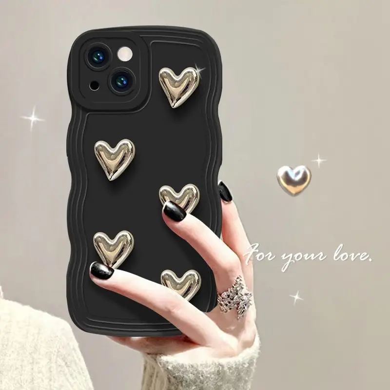 Cute 3D Love Heart Case For Samsung S23 Ultra S22 S21 S20 FE A53 5G A52 A14 A34 A54 A23 Soft Silicone Lens Protection Cover