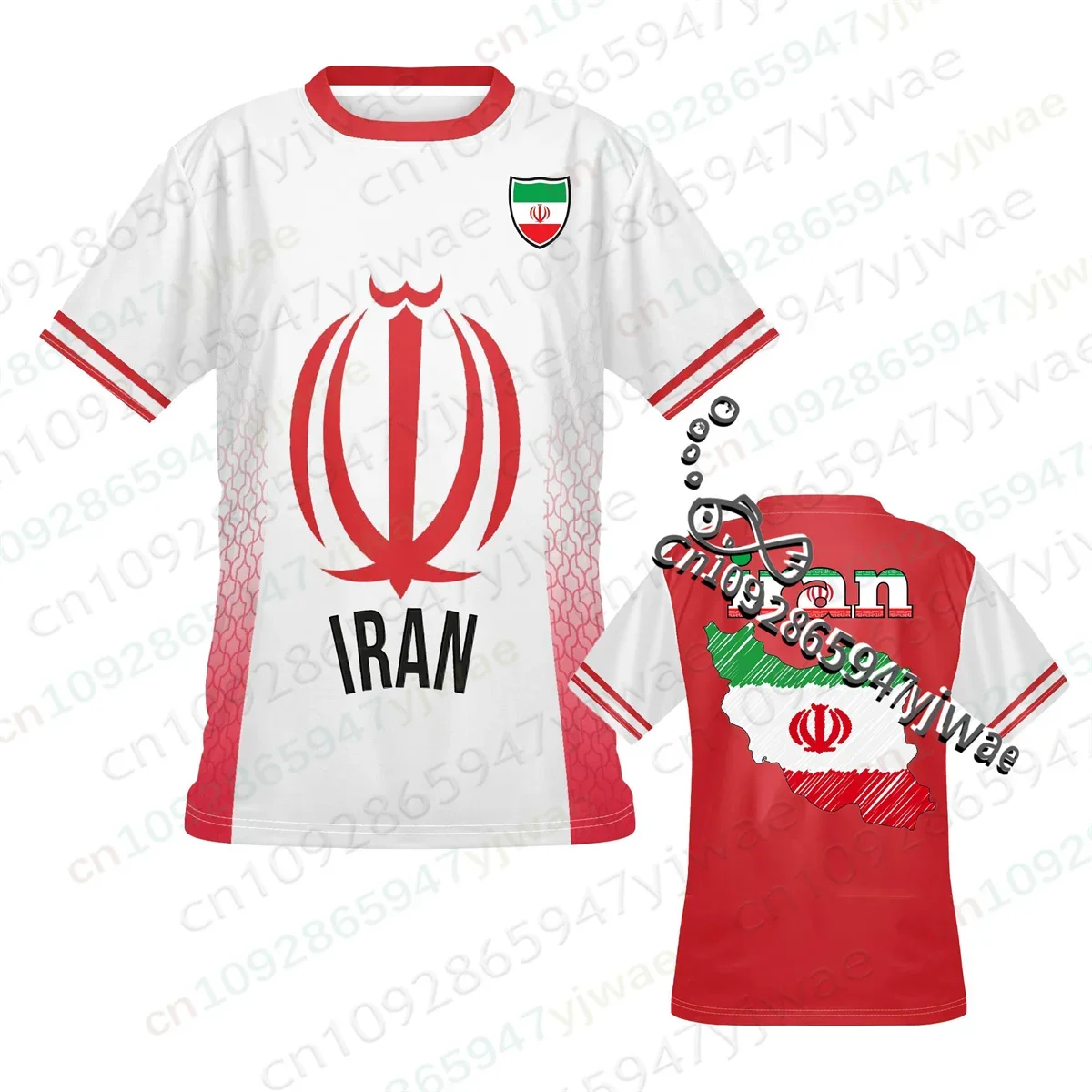 Iran Soccer Jersey 3D Fan Shirt Unisex Football Tee Iran Flag Design Sport Speed Dry T-shirt Training tee Summer Men's T-shirt