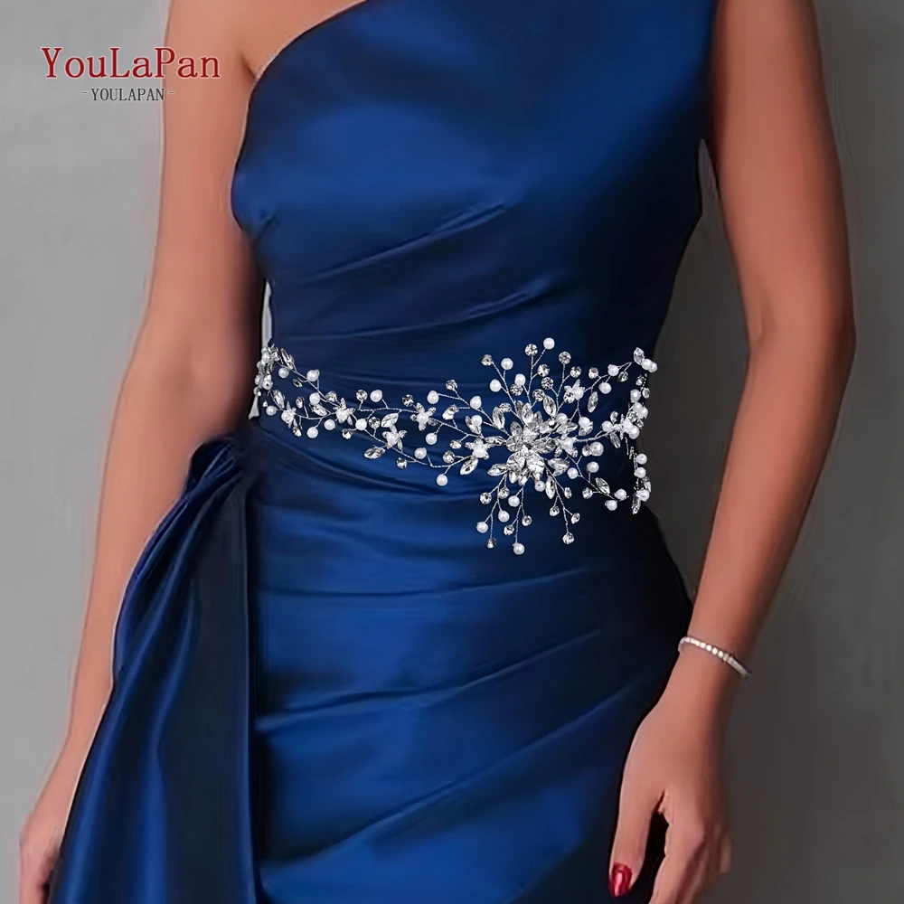 

YouLaPan Bridal Dress Rhinestone Belt Bride Sash Belt Wedding Accessories Women Banquet Party Waistband Handmade Gown Belt SH940