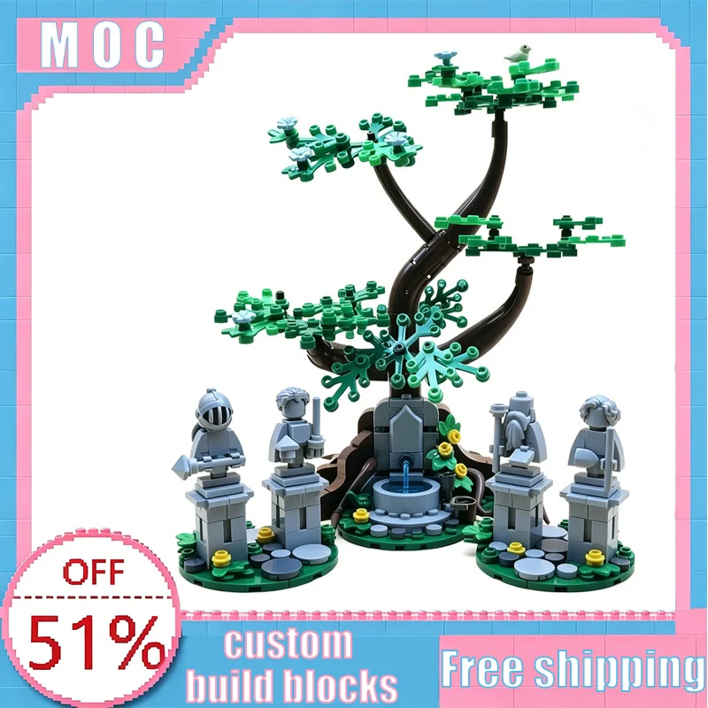 

385 PCS Medieval Sacred Holy Tree Scene MOC Building Blocks Garden Landscape Statue Model DIY Assembly Collection Birthday Gifts