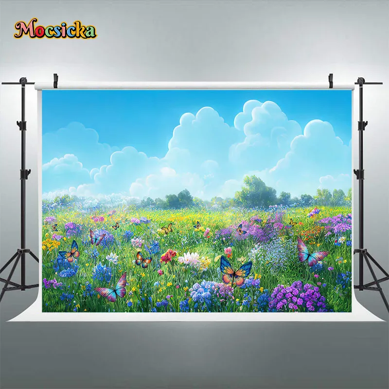 Mocsicka Nature Photography Background Wall Art Red Flower Landscape Painting on Canvas Abstract Modern Blossom Floral 