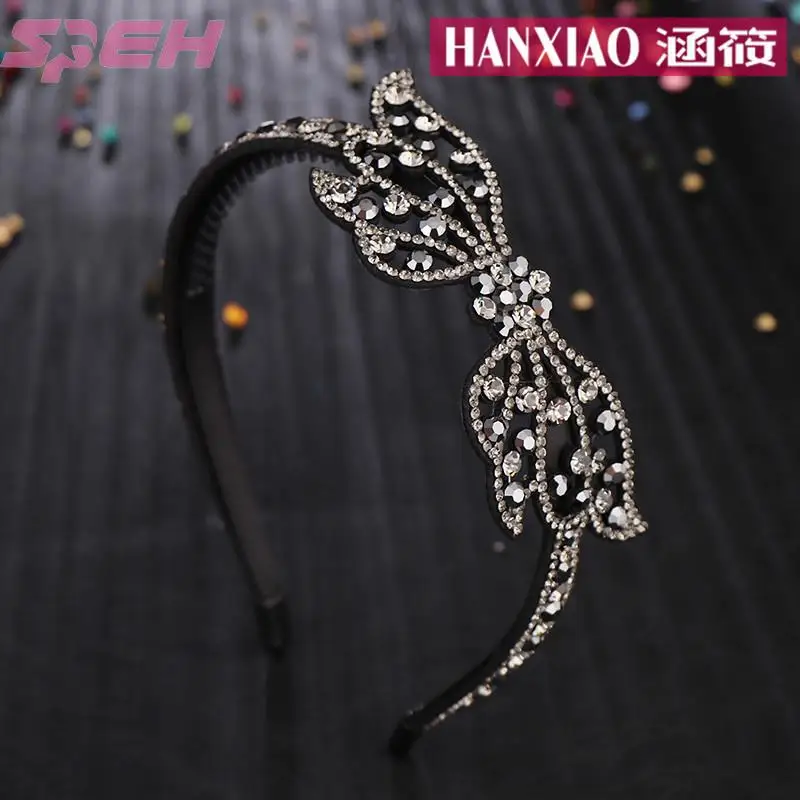 Korean version of the headband bow hair ornament Czech diamond pressure hair card with anti-slip card jewelry Czech diamond