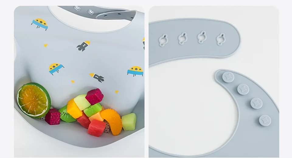 Baby-Lätzchen, wasserdicht, weicher Silikon-Schal, Sommer, süßer Kirschdruck, verstellbare Lätzchen, Spucktücher, Baby-Fütterungsschürzen, Kinder essen – Detail 9