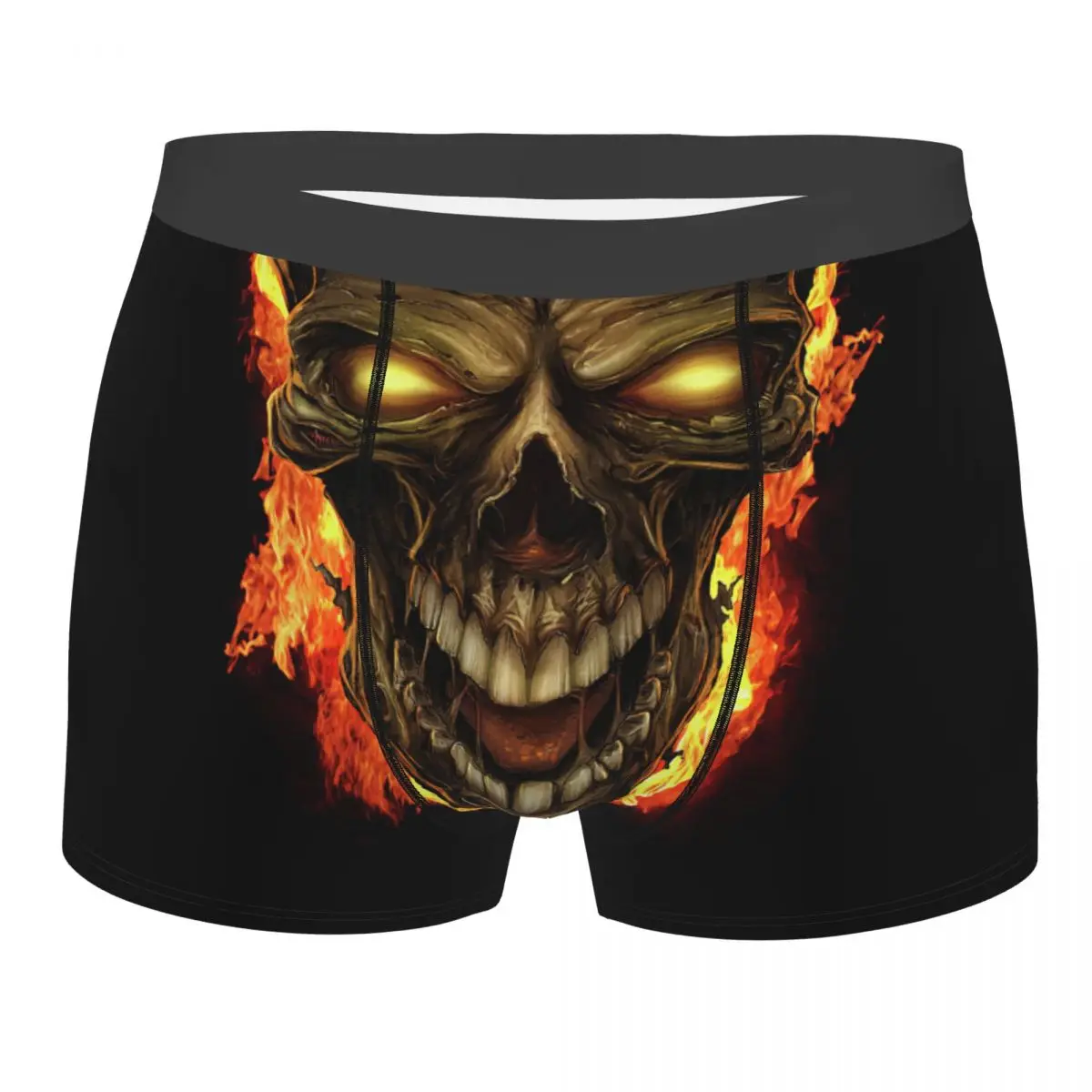 

Zombie Fire Skull Underpants Breathbale Panties Male Underwear Print Shorts Boxer Briefs