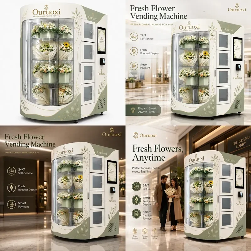for Ouruoxi Transparent Shelf Flower Vending Machine Cooling Locker Digital Smart Vending
