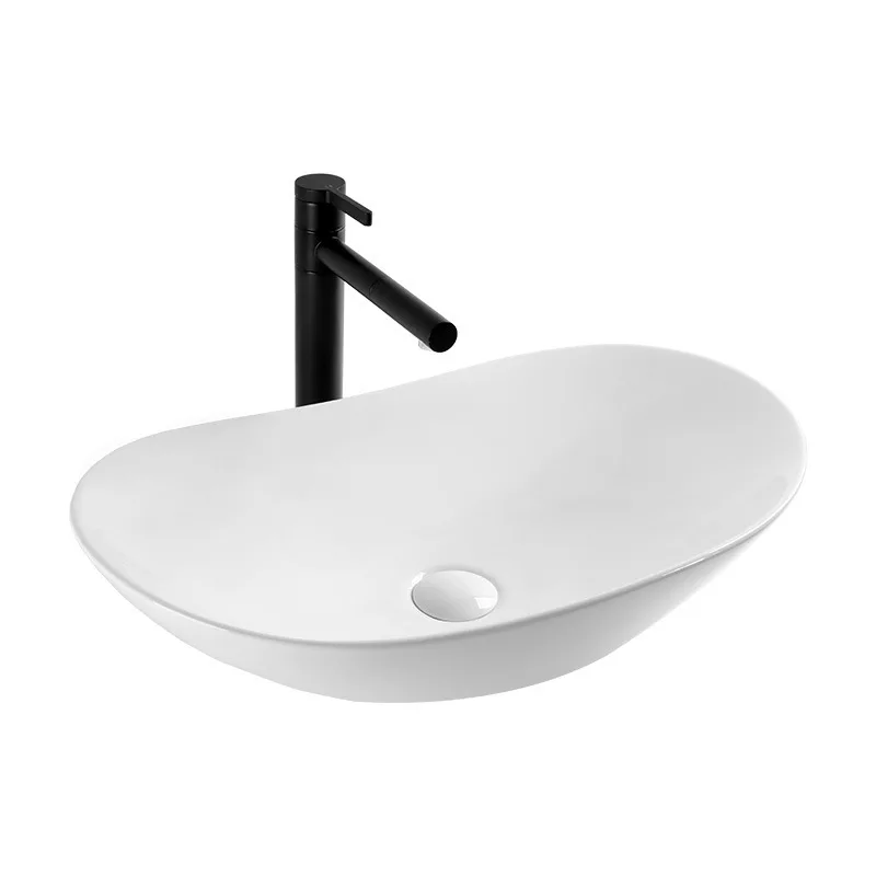 

Bathroom white ultra-thin oval table art basin ceramic wash basin