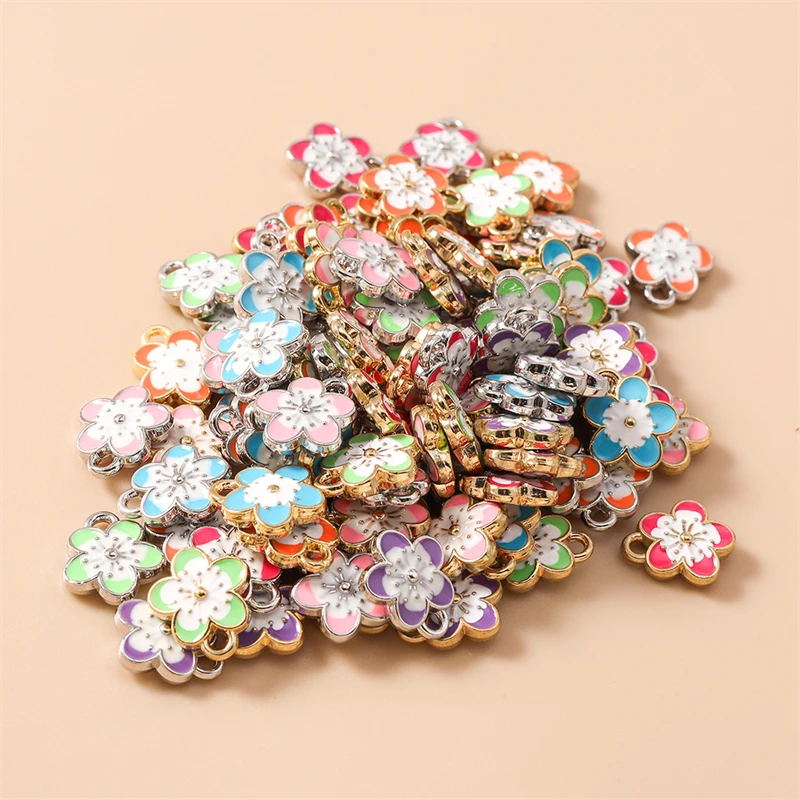 20 Stück 10x12mm Niedliche Bunte Mini-Emaille-Blumen-Anhänger für Schmuckherstellung Ohrringe Halsketten Armbänder DIY Bastelbedarf – Detail 18