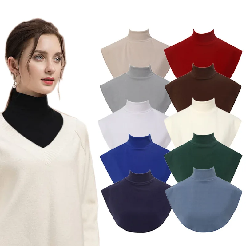 Soft Cotton Modal Neck Cover Ramadan Hijab Cover Headwrap Full Fake Collar High Collars Turtleneck Scarves Wraps Womens Hijabs