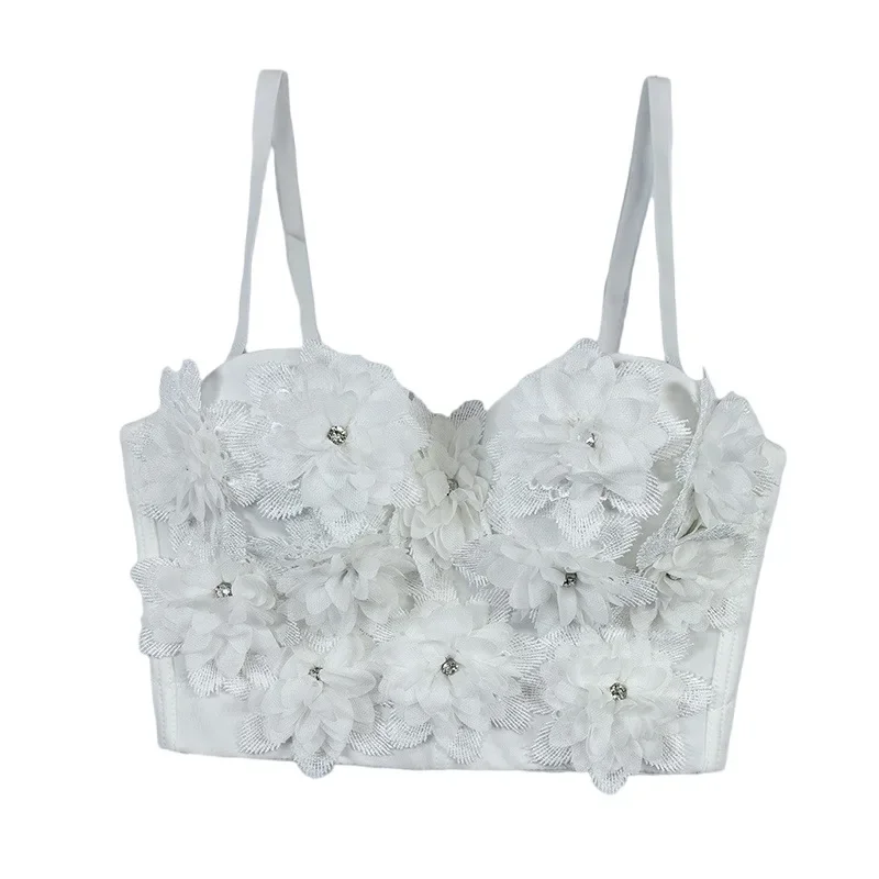 

Luxury Flower Embellishments Diaomds Bodice Fishbone Backless Underwire Bra Push Up for Wedding Underwear Women Lingerie Corset