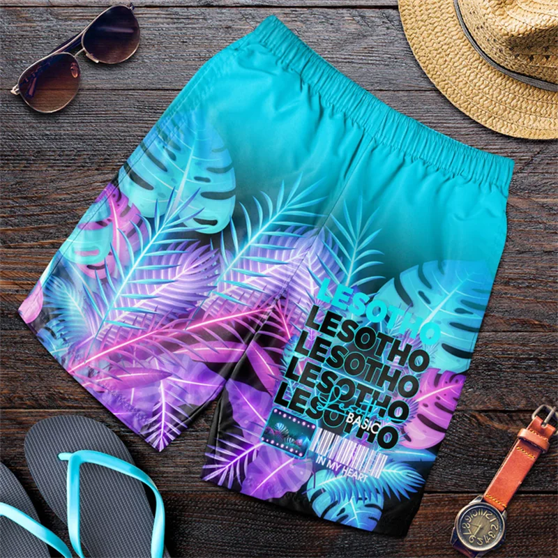 Lesotho Map Flag Grafische Korte Broek Voor Mannen Kleding Casual Hawaiian Boy Beach Shorts Nationale Embleem Koffers Afrika Kinderbroek