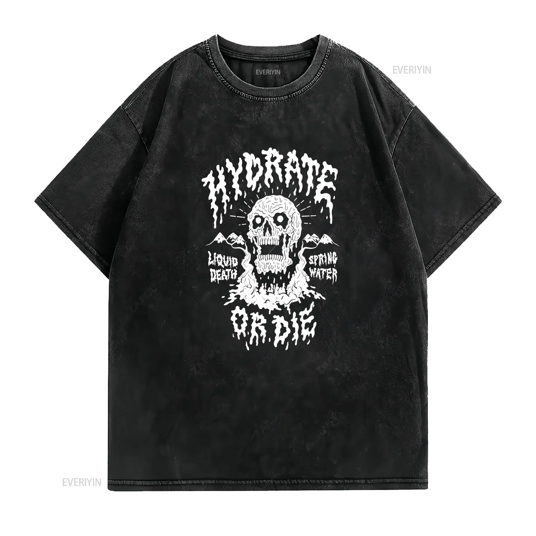 Liquid Death T Shirt XL Hydrate Or Die preowned Black vintage Washed Comfortable Slightly designer clothes Stylish Stretched