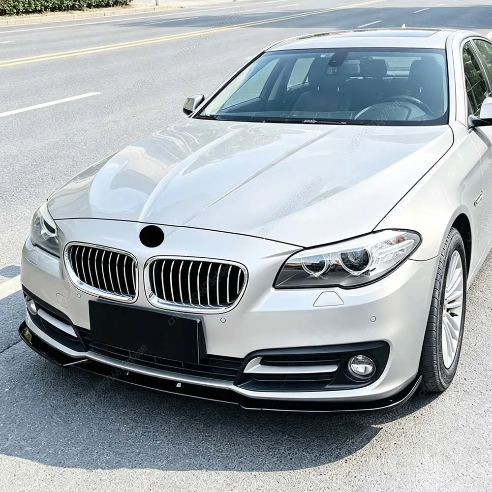 3Pcs Car Front Bumper Spoiler Lip Lower Splitter For BMW 5 Series F10 F11 LCI 2015-2017 Tuning ABS Black / Carbon Look Body Kits