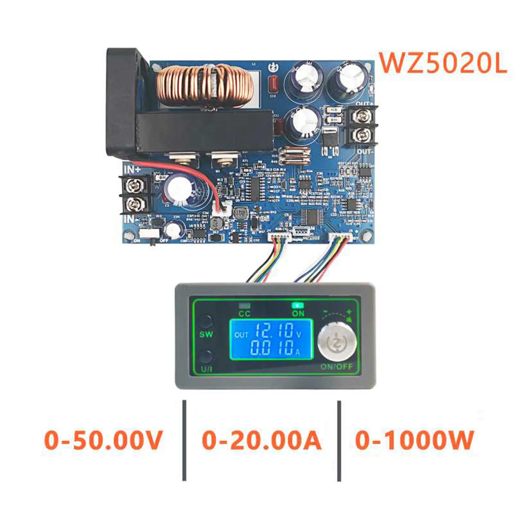 2x wz5020l 20a 1000w dc buck conversor cc cv step-down módulo de alimentação tensão ajustável fonte de alimentação regulada-novo