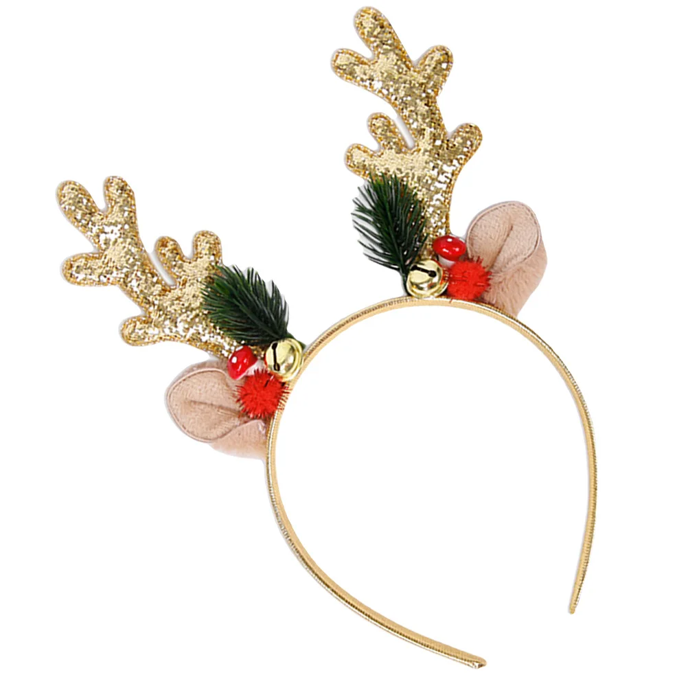 

Lovely Antler Hair Hoops Shiny Sequin Design Holiday Headwear for Christmas Party Xmas Festival Outfit Hair Decoration