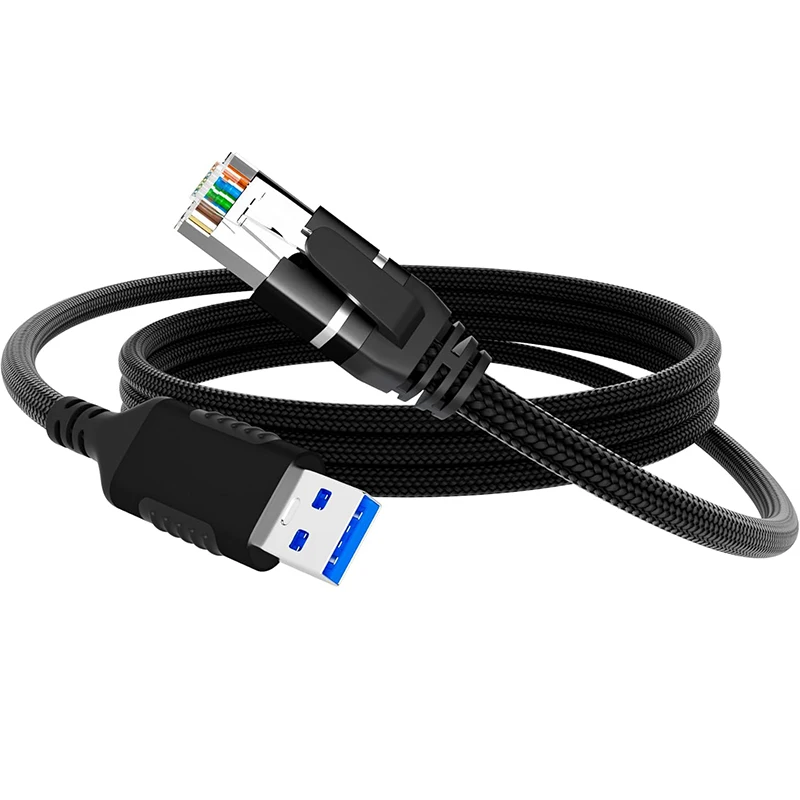 Aluminum Braided USB 3.0 to RJ45 UTP FTP Ethernet LAN Cable Adapter Via Gigabit Compatible with Mobile Laptop PC Switch Router
