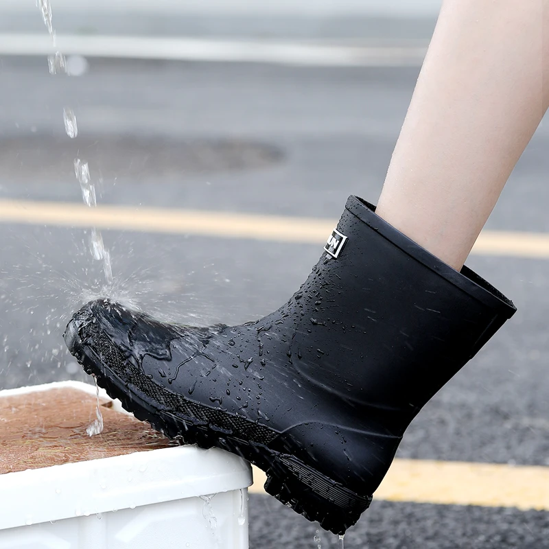 

Корейские женские резиновые сапоги на хлопковой подкладке, кухонные рабочие перчатки, нескользящие ботинки из ПВХ, удобные, всесезонные