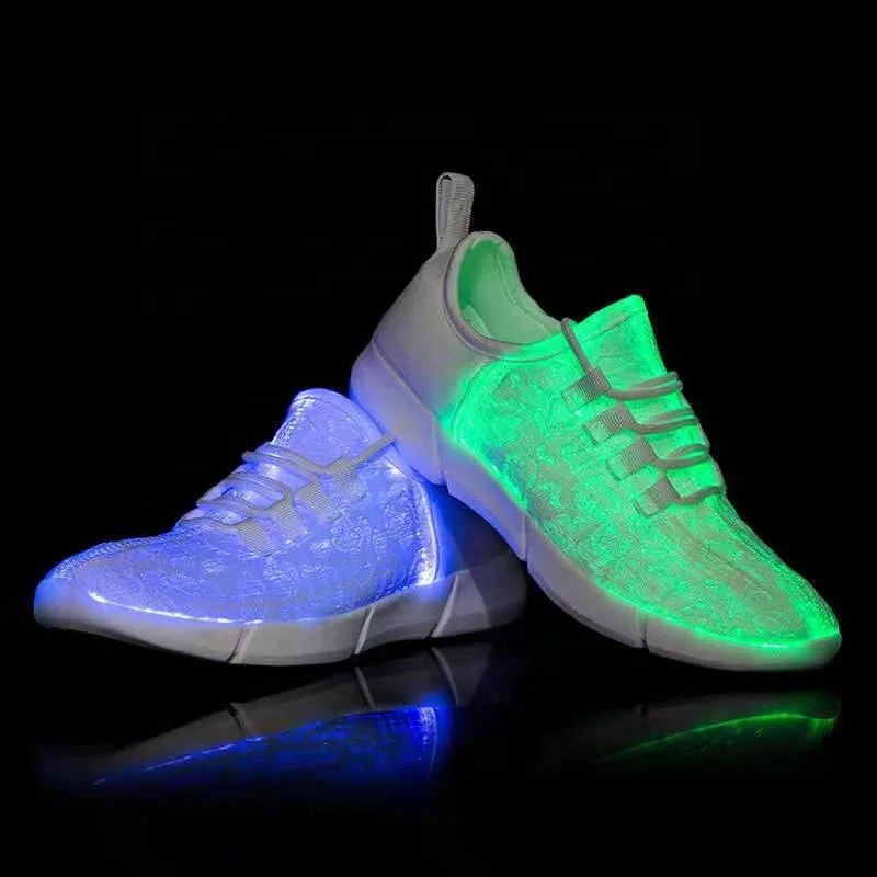 Fiber Optic LED Shoes Elastic Sole USB Rechargeable Lightweight Light Up Shoes for Women and Men